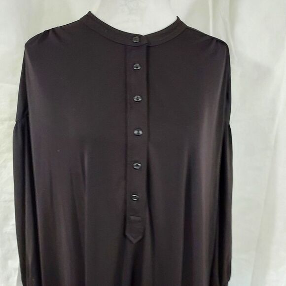 Elizabeth and James Button Front Tunic Dress Black Long Sleeve Size 2X Ruffle - Picture 4 of 14